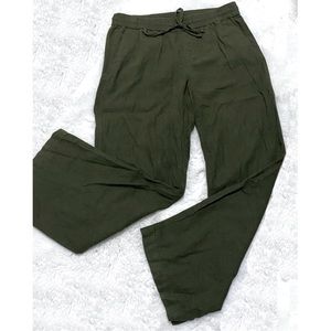 Sz M/12 Wm’s/Jr’s Ann Taylor Factory Dusk Green Wide Leg Linen Casual Pants